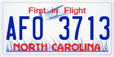 NC license plate AFO3713