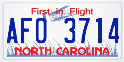NC license plate AFO3714
