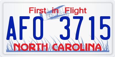NC license plate AFO3715