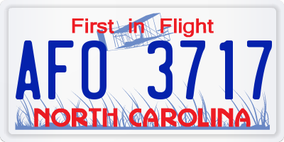 NC license plate AFO3717