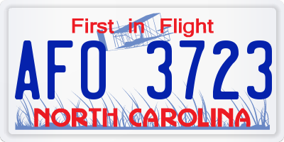 NC license plate AFO3723
