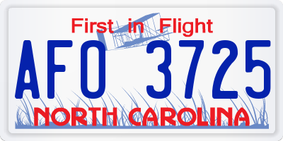 NC license plate AFO3725