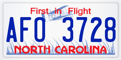 NC license plate AFO3728