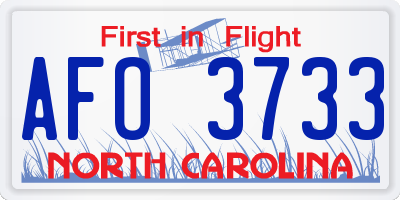 NC license plate AFO3733