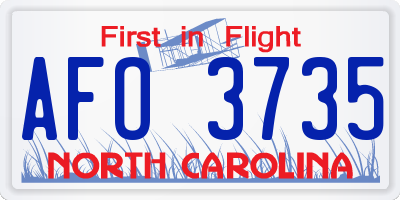 NC license plate AFO3735