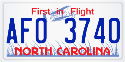 NC license plate AFO3740
