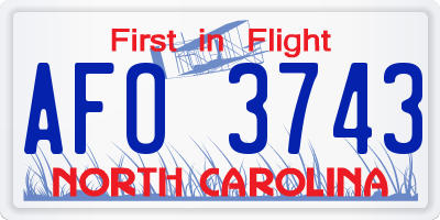 NC license plate AFO3743