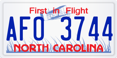 NC license plate AFO3744