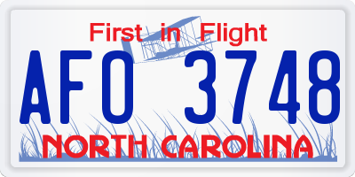NC license plate AFO3748