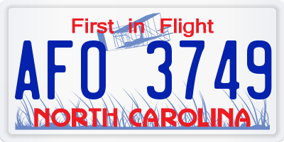 NC license plate AFO3749