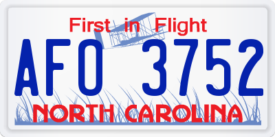 NC license plate AFO3752