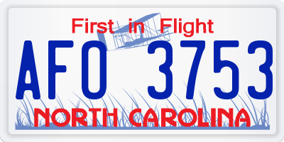 NC license plate AFO3753