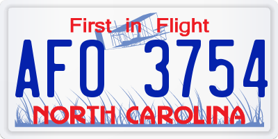 NC license plate AFO3754