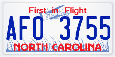 NC license plate AFO3755