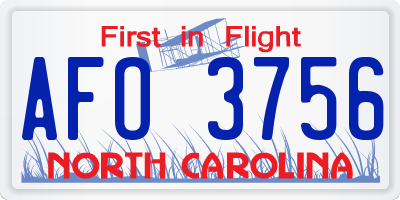 NC license plate AFO3756