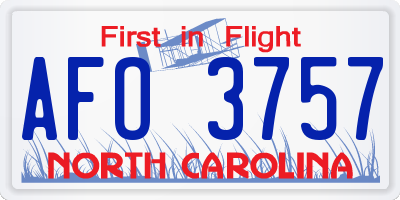 NC license plate AFO3757