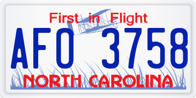 NC license plate AFO3758