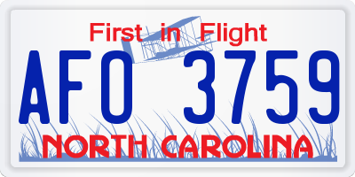 NC license plate AFO3759