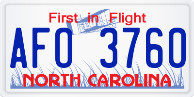NC license plate AFO3760