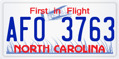 NC license plate AFO3763