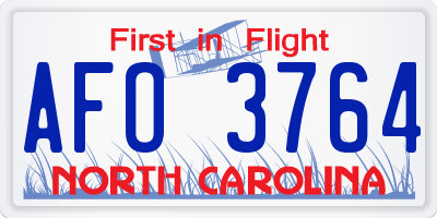 NC license plate AFO3764