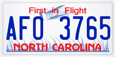 NC license plate AFO3765