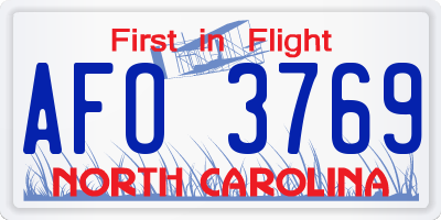 NC license plate AFO3769