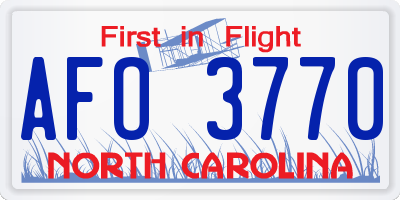 NC license plate AFO3770