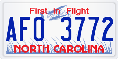NC license plate AFO3772