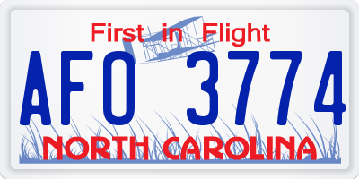 NC license plate AFO3774