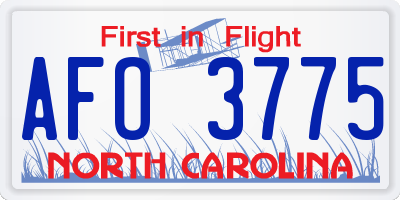 NC license plate AFO3775