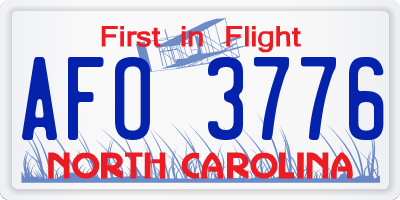 NC license plate AFO3776