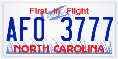 NC license plate AFO3777