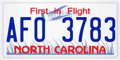 NC license plate AFO3783