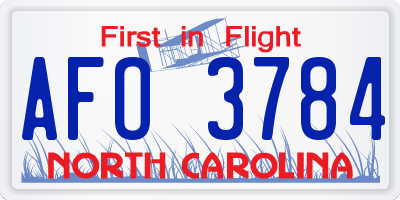 NC license plate AFO3784