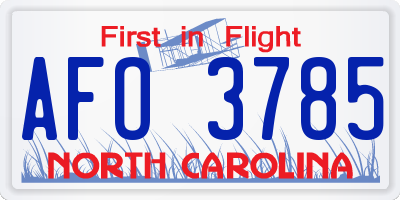 NC license plate AFO3785