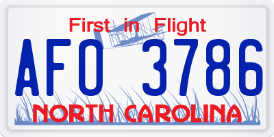 NC license plate AFO3786