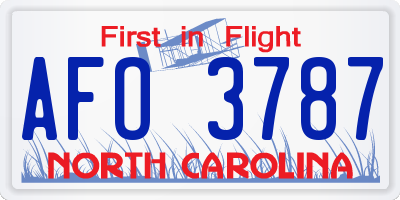 NC license plate AFO3787