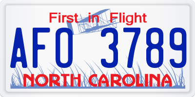 NC license plate AFO3789