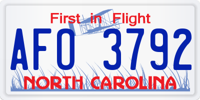 NC license plate AFO3792