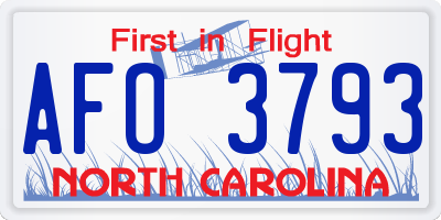 NC license plate AFO3793