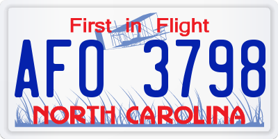 NC license plate AFO3798