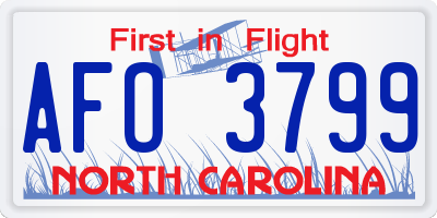 NC license plate AFO3799