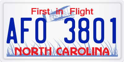 NC license plate AFO3801