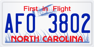 NC license plate AFO3802