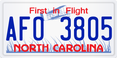 NC license plate AFO3805