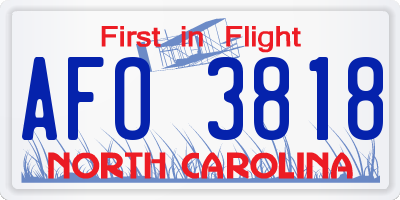 NC license plate AFO3818