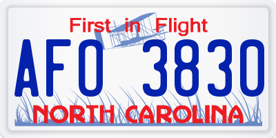 NC license plate AFO3830