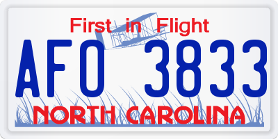 NC license plate AFO3833