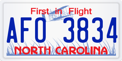 NC license plate AFO3834